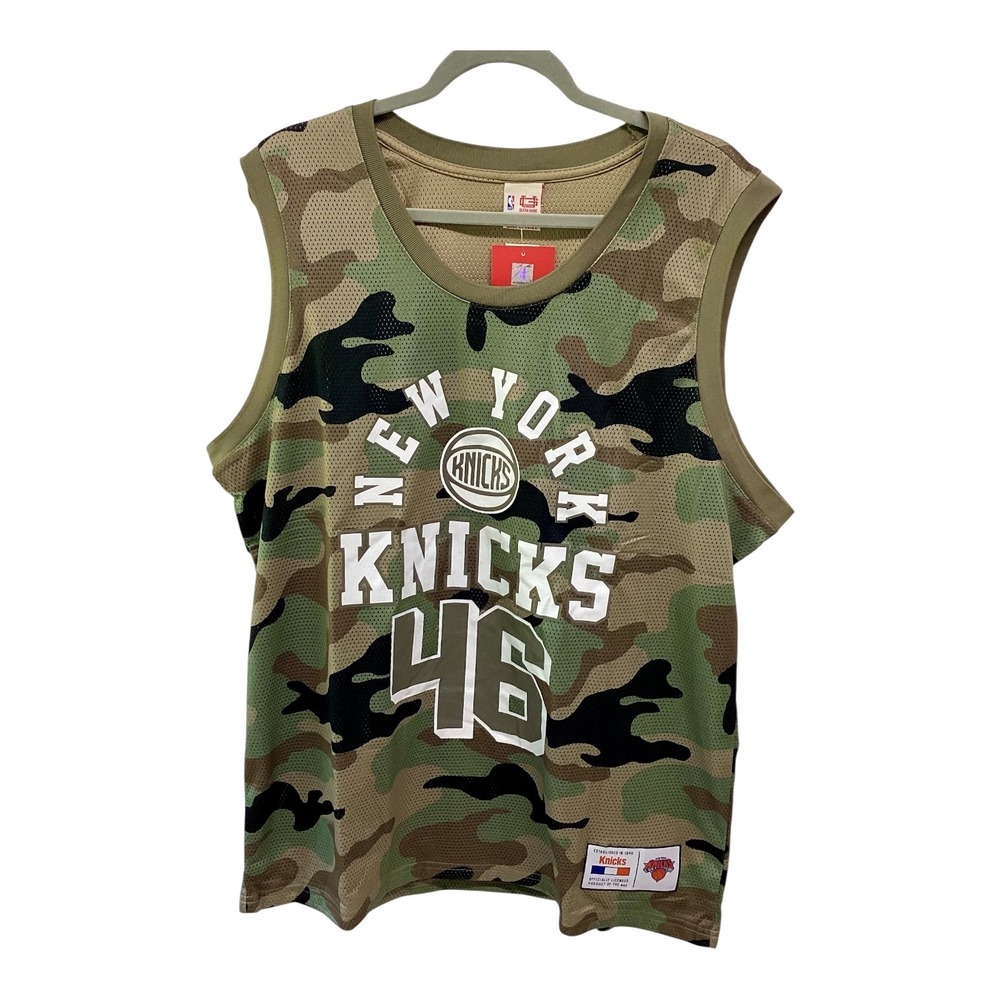 Ultra Game NBA New York Knicks Camo Mesh Basketball Jersey Green Brown Mens XL